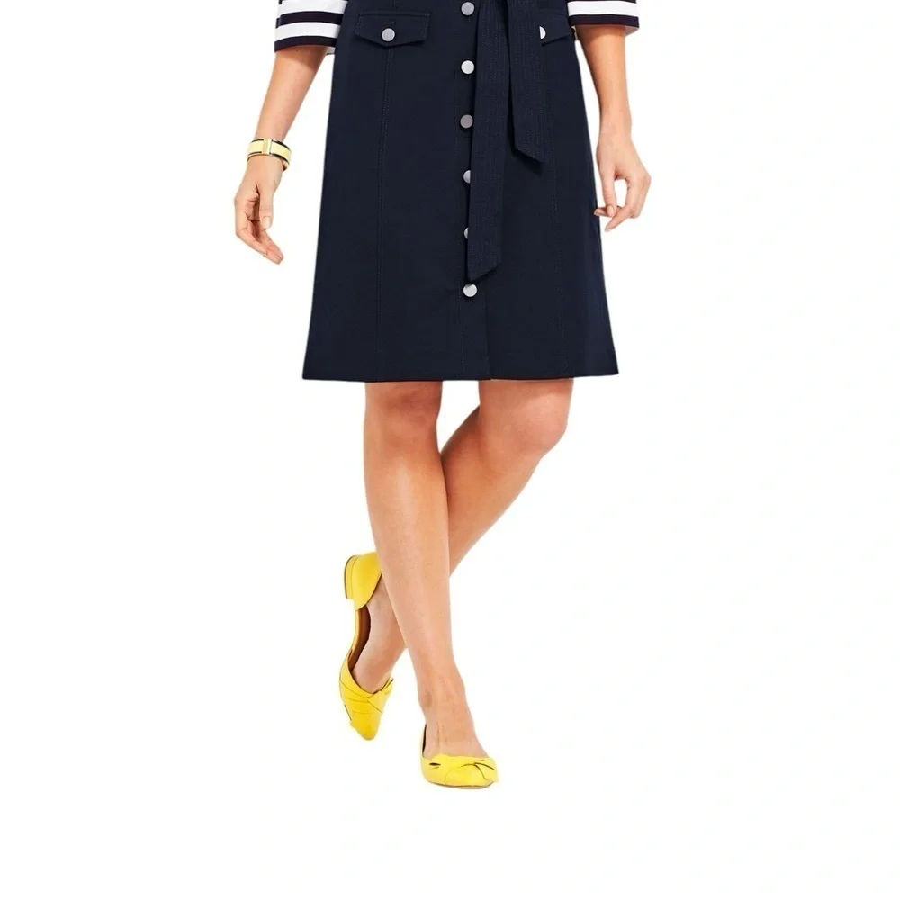 Talbots Bella Button A Line Navy Blue Skirt
